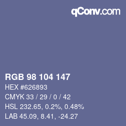 颜色代码: RGB 98 104 147 | qconv.com