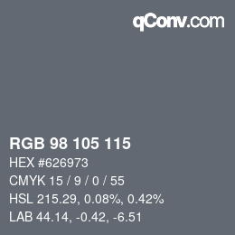 Color code: RGB 98 105 115 | qconv.com