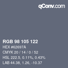 Farbcode: RGB 98 105 122 | qconv.com