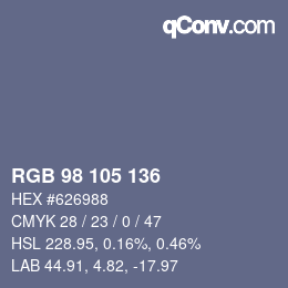 Color code: RGB 98 105 136 | qconv.com