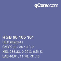 Color code: RGB 98 105 161 | qconv.com