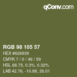 カラーコード: RGB 98 105 57 | qconv.com