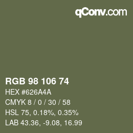 Código de color: RGB 98 106 74 | qconv.com