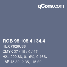 カラーコード: RGB 98 108.4 134.4 | qconv.com
