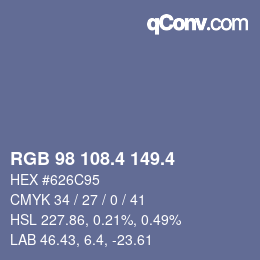カラーコード: RGB 98 108.4 149.4 | qconv.com
