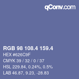 カラーコード: RGB 98 108.4 159.4 | qconv.com