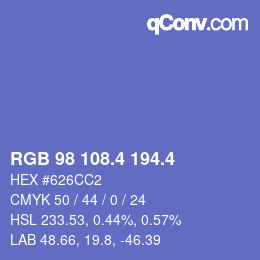 カラーコード: RGB 98 108.4 194.4 | qconv.com