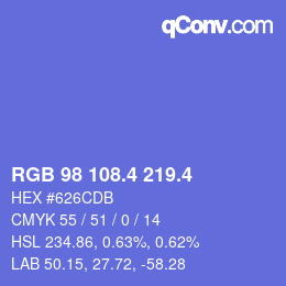 カラーコード: RGB 98 108.4 219.4 | qconv.com