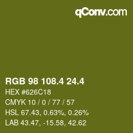 カラーコード: RGB 98 108.4 24.4 | qconv.com