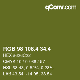 カラーコード: RGB 98 108.4 34.4 | qconv.com