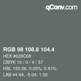 カラーコード: RGB 98 108.8 104.4 | qconv.com