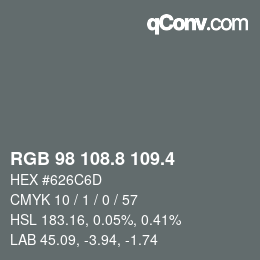 カラーコード: RGB 98 108.8 109.4 | qconv.com
