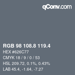 カラーコード: RGB 98 108.8 119.4 | qconv.com
