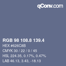 カラーコード: RGB 98 108.8 139.4 | qconv.com