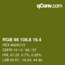 カラーコード: RGB 98 108.8 19.4 | qconv.com