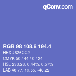 カラーコード: RGB 98 108.8 194.4 | qconv.com