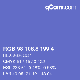 カラーコード: RGB 98 108.8 199.4 | qconv.com