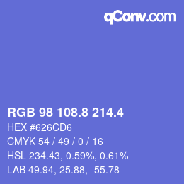 カラーコード: RGB 98 108.8 214.4 | qconv.com