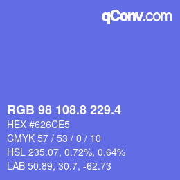 カラーコード: RGB 98 108.8 229.4 | qconv.com