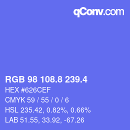 カラーコード: RGB 98 108.8 239.4 | qconv.com