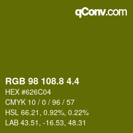 カラーコード: RGB 98 108.8 4.4 | qconv.com