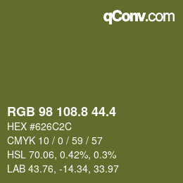 カラーコード: RGB 98 108.8 44.4 | qconv.com