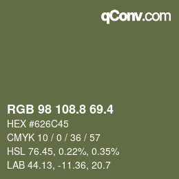 カラーコード: RGB 98 108.8 69.4 | qconv.com