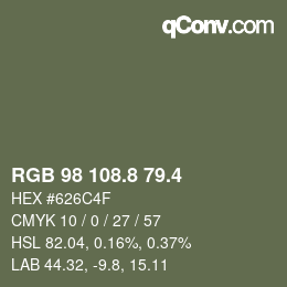 カラーコード: RGB 98 108.8 79.4 | qconv.com