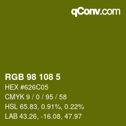 Color code: RGB 98 108 5 | qconv.com
