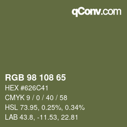 颜色代码: RGB 98 108 65 | qconv.com
