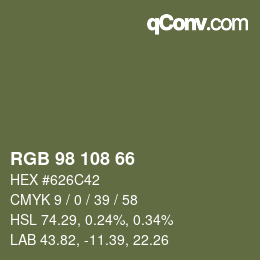 颜色代码: RGB 98 108 66 | qconv.com