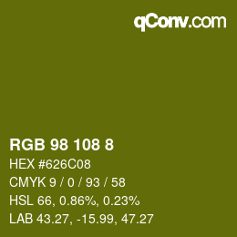 カラーコード: RGB 98 108 8 | qconv.com