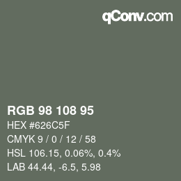 Color code: RGB 98 108 95 | qconv.com