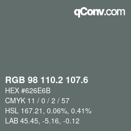 カラーコード: RGB 98 110.2 107.6 | qconv.com