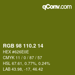 カラーコード: RGB 98 110.2 14 | qconv.com