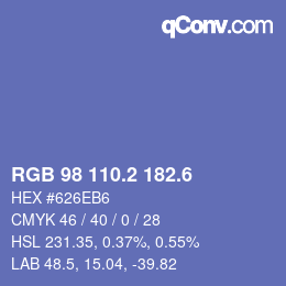 カラーコード: RGB 98 110.2 182.6 | qconv.com