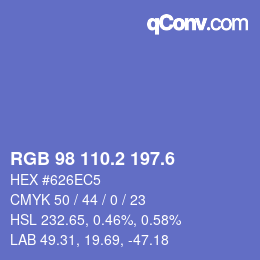 カラーコード: RGB 98 110.2 197.6 | qconv.com