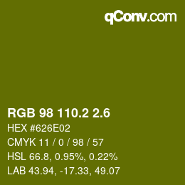 カラーコード: RGB 98 110.2 2.6 | qconv.com