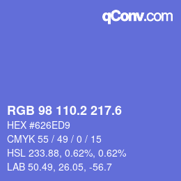 カラーコード: RGB 98 110.2 217.6 | qconv.com