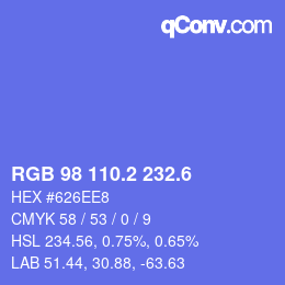カラーコード: RGB 98 110.2 232.6 | qconv.com