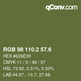 カラーコード: RGB 98 110.2 57.6 | qconv.com