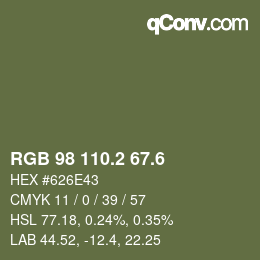 カラーコード: RGB 98 110.2 67.6 | qconv.com