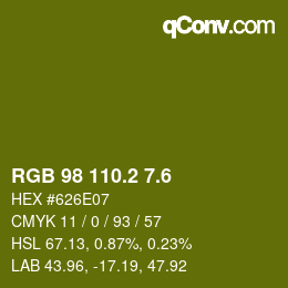 カラーコード: RGB 98 110.2 7.6 | qconv.com