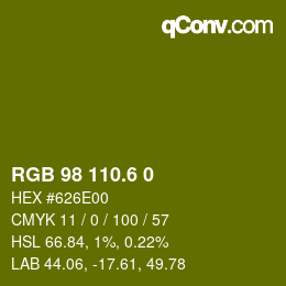 カラーコード: RGB 98 110.6 0 | qconv.com
