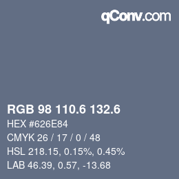 カラーコード: RGB 98 110.6 132.6 | qconv.com