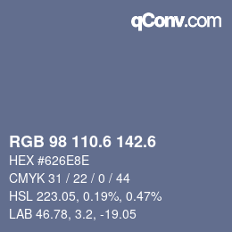カラーコード: RGB 98 110.6 142.6 | qconv.com