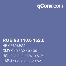 カラーコード: RGB 98 110.6 162.6 | qconv.com
