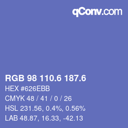カラーコード: RGB 98 110.6 187.6 | qconv.com
