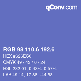 カラーコード: RGB 98 110.6 192.6 | qconv.com