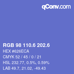 カラーコード: RGB 98 110.6 202.6 | qconv.com